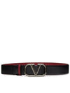 Garavani silver V logo length adjustable doublesided belt black burgundy 3cm - VALENTINO - BALAAN 3