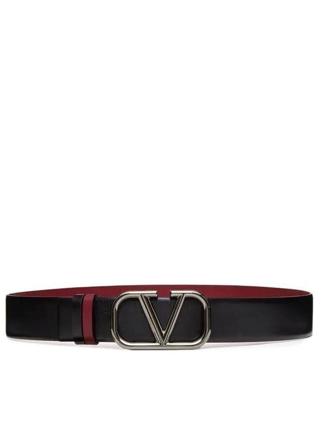 Garavani silver V logo length adjustable doublesided belt black burgundy 3cm - VALENTINO - BALAAN 3