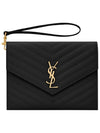 Grain De Poudre Cassandre Clutch Bag Black - SAINT LAURENT - BALAAN 1