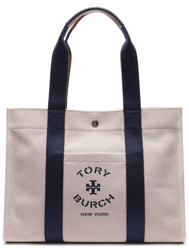 Logo Print Canvas Tote Bag White - TORY BURCH - BALAAN 2