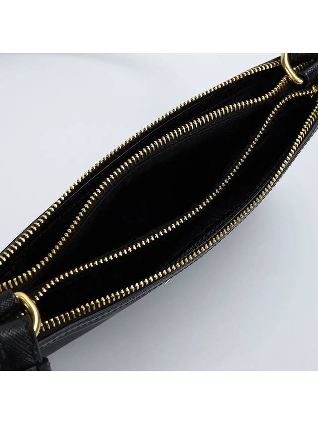 Gold Logo Double Zip Nylon Cross Bag Black - PRADA - BALAAN 6