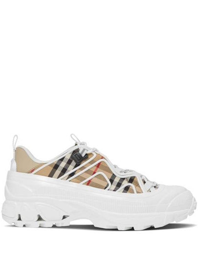 Arthur Vintage Check Cotton Leather Low Top Sneakers White - BURBERRY - BALAAN 2