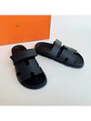 Hermes Chypre H Logo Calfskin Sandals Black - HERMES - BALAAN 3