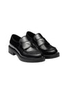 Chocolate Brushed Leather Loafers Black - PRADA - BALAAN 3