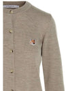 Fox Head Patch Adjusted Round Neck Cardigan Beige Melange - MAISON KITSUNE - BALAAN 5