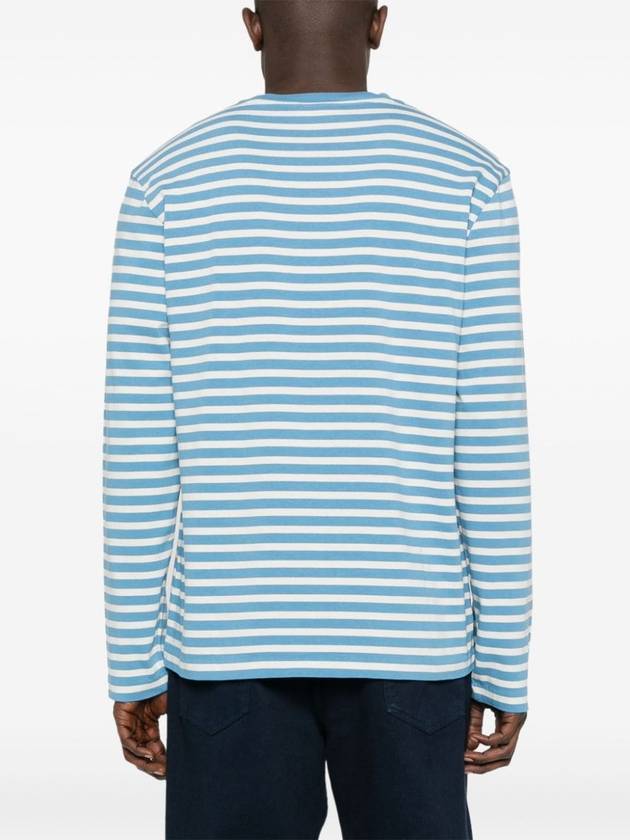 Striped Cotton Short Sleeve T-Shirt Blue - MAISON KITSUNE - BALAAN 6