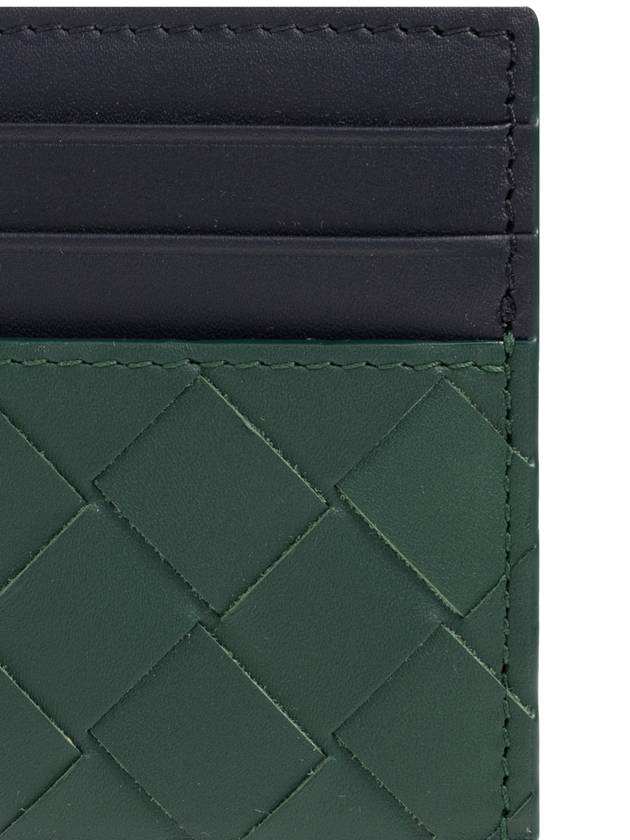 Intrecciato Two-Tone Card Wallet Black Green - BOTTEGA VENETA - BALAAN 4