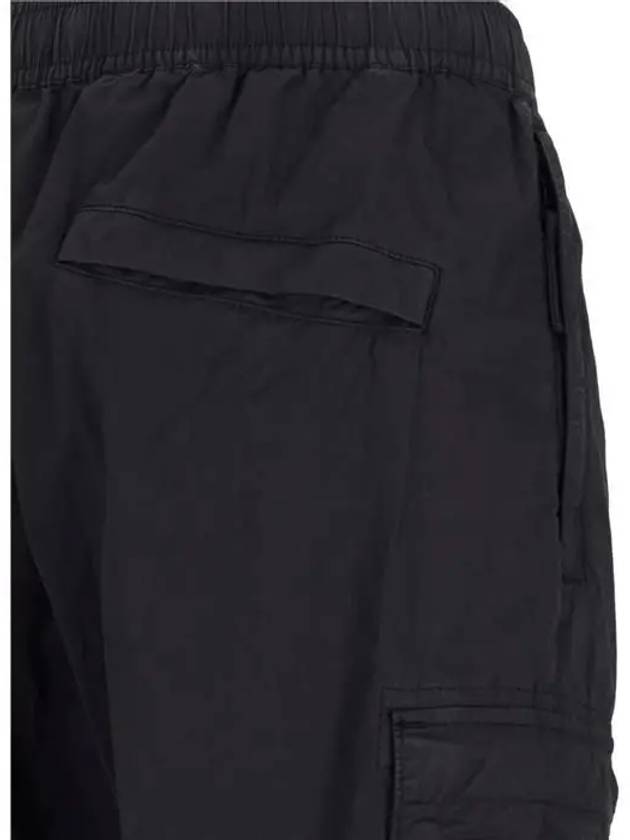 Stretch Cotton Tela Paracadute Cargo Straight Pants Black - STONE ISLAND - BALAAN 6