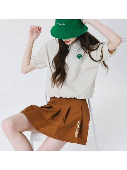 Ball marker patch nylon pleated skirt CAMEL BROWN - MONBIRDIE GOLF - BALAAN 2