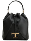 Timeless Logo Leather Small Bucket Bag Black - TOD'S - BALAAN 2