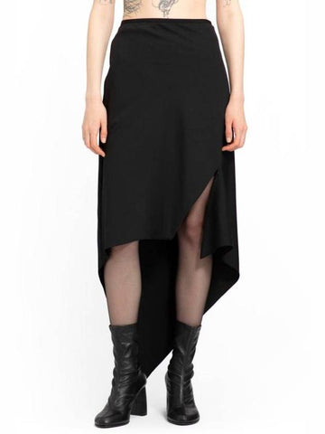 Virgin Wool Scarf Hem Short A-Line Skirt Black - HELMUT LANG - BALAAN 1