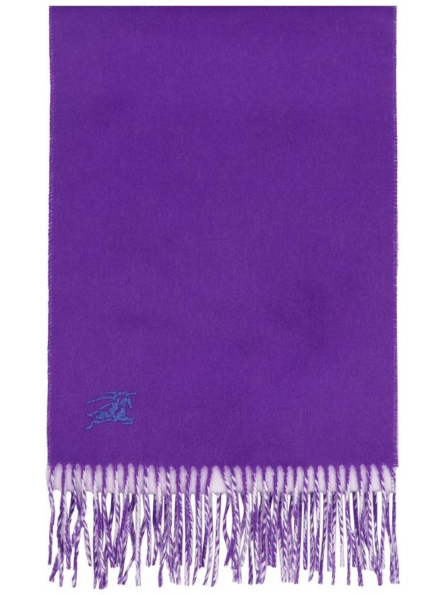 Embroidered Logo Reversible Cashmere Scarf Purple - BURBERRY - BALAAN 5