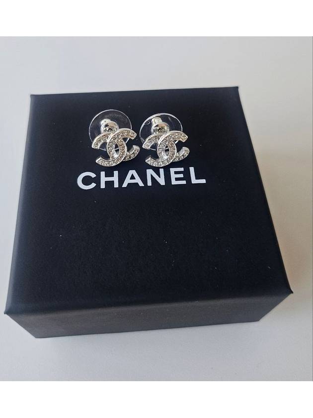 Women s Classic CC Logo Crystal Stud Earrings Silver - CHANEL - BALAAN 2