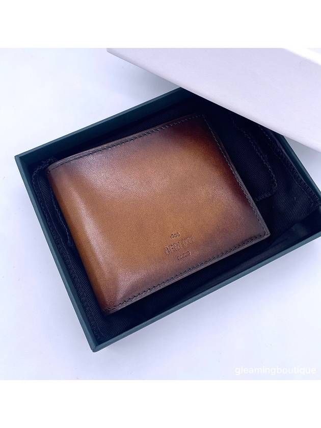 Makore Slim Leather Compact Half Wallet Brown - BERLUTI - BALAAN 3