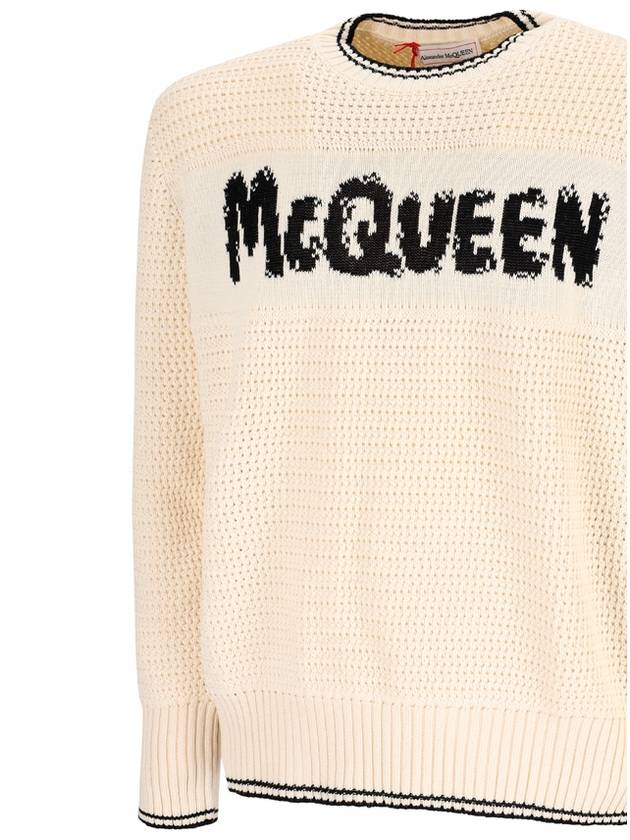 Graffiti Logo Knit Top Beige - ALEXANDER MCQUEEN - BALAAN 4