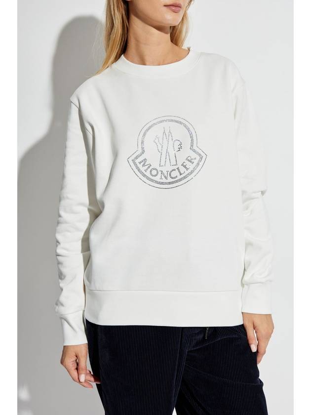 Crystal Logo Sweatshirt Off White - MONCLER - BALAAN 4