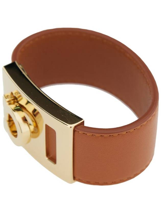 'Hug' Brown Bracelet With Gancini Detail In Smooth Leather Woman - SALVATORE FERRAGAMO - BALAAN 2