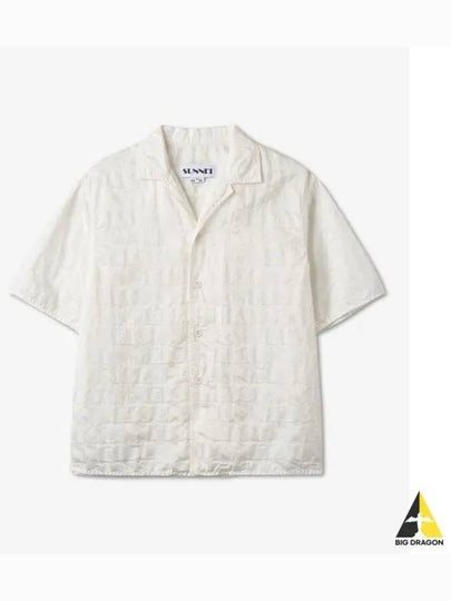 Monogram Logo Jacquard Short Sleeve Shirt White - SUNNEI - BALAAN 2