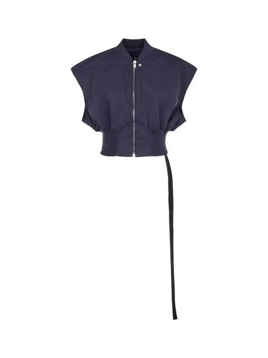 WOMEN DRKSHDW Cropped Zip Up Bomber Vest Navy - RICK OWENS - BALAAN 1