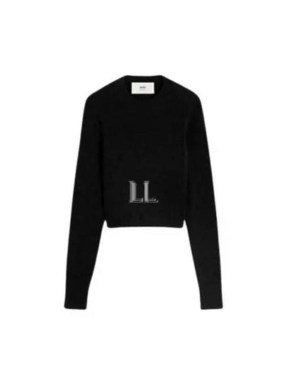 De Coeur Pointel Crew Neck Knit Top Black - AMI - BALAAN 2