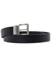 Reversible Saffiano Leather Belt Black - PRADA - BALAAN 3