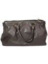 Prada BN2324 Brown Soft Calfskin Gold Logo Double Zip 2WAY - PRADA - BALAAN 5