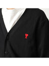 Heart Logo Merino Wool Cardigan Black - AMI - BALAAN 3