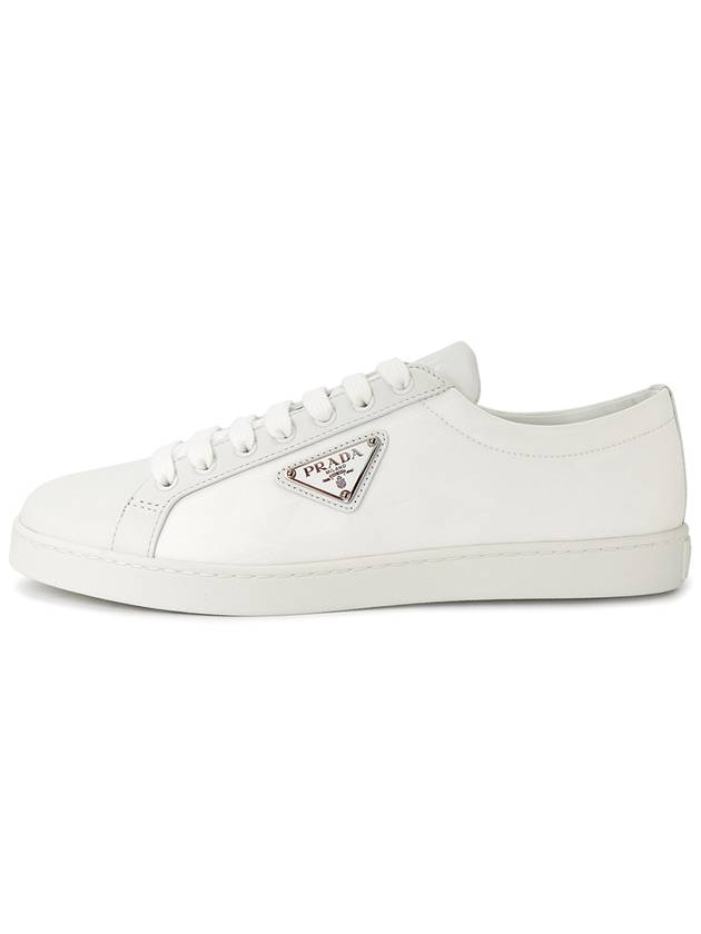 Triangle Logo Leather Re-Nylon Low Top Sneakers White - PRADA - BALAAN 4