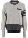 Women's 4 Bar Mohair Tweed Pullover Knit Top Grey - THOM BROWNE - BALAAN 1