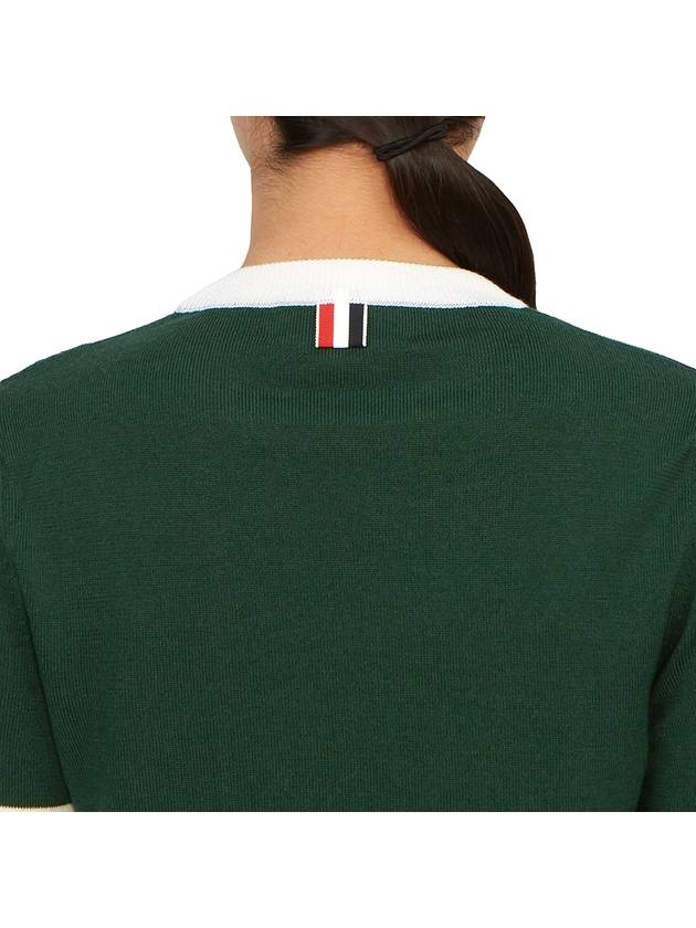 4 Bar Fine Merino Hector Crew Neck Pullover Knit Top Green - THOM BROWNE - BALAAN 8