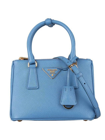 Galleria Saffiano Leather Mini Tote Bag Light Blue - PRADA - BALAAN 1