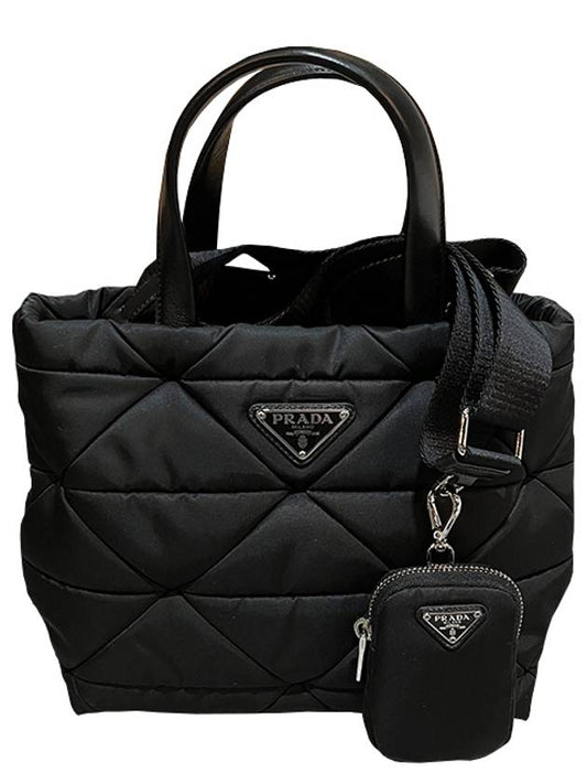 Triangle Logo Re-Nylon Padded Tote Bag Black - PRADA - BALAAN 2