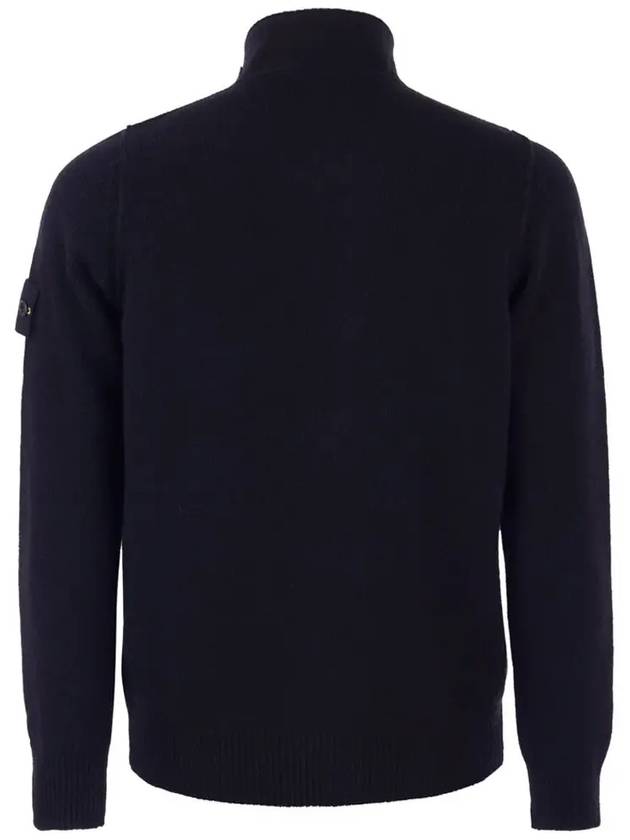 Lambswool Knit Cardigan Navy - STONE ISLAND - BALAAN 4