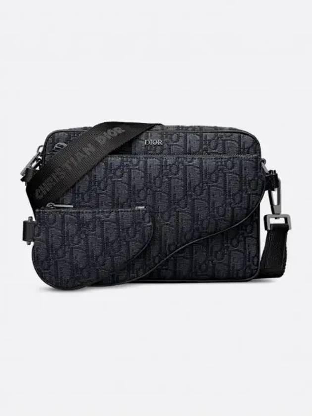 Oblique Jacquard Saddle Triple Pouch Cross Bag Black - DIOR - BALAAN 2