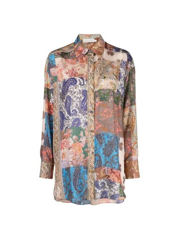 n graphic print silk long-sleeve shirt - ZIMMERMANN - BALAAN 1