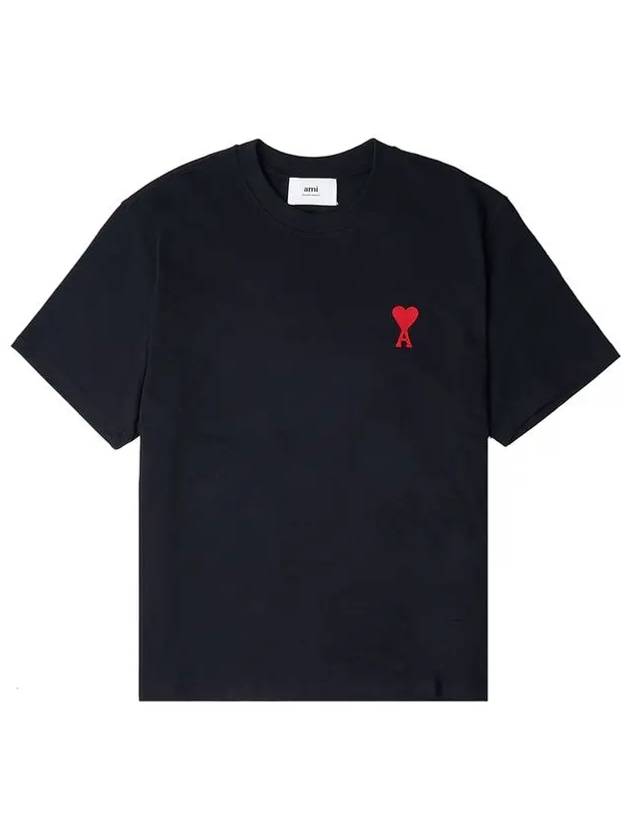 Heart Logo Cotton Jersey Short Sleeve T-Shirt Black - AMI - BALAAN 2