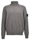 Wappen Patch Loose Fit Cotton Turtleneck Grey - STONE ISLAND - BALAAN 1