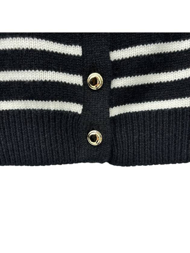 Cashmere Knit Stripe Motif Cardigan Black Tan - MIU MIU - BALAAN 4