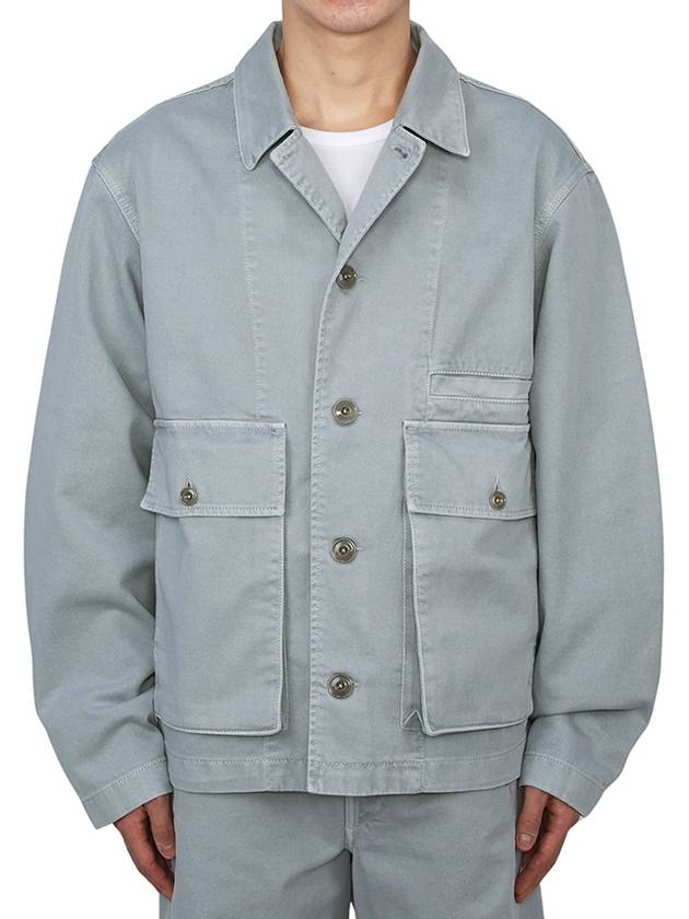 Boxy Oversized Denim Jacket Snow Blue Grey - LEMAIRE - BALAAN 3