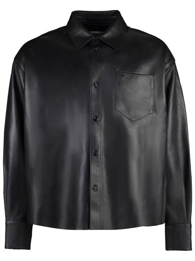 AMI Paris Leather Overshirt - AMI - BALAAN 1