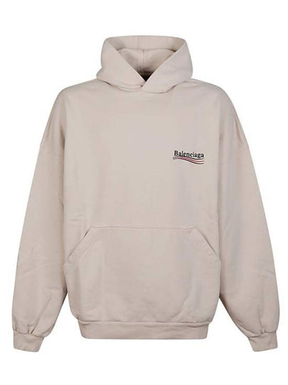 Embroidered Logo Cotton Hoodie Beige - BALENCIAGA - BALAAN 2