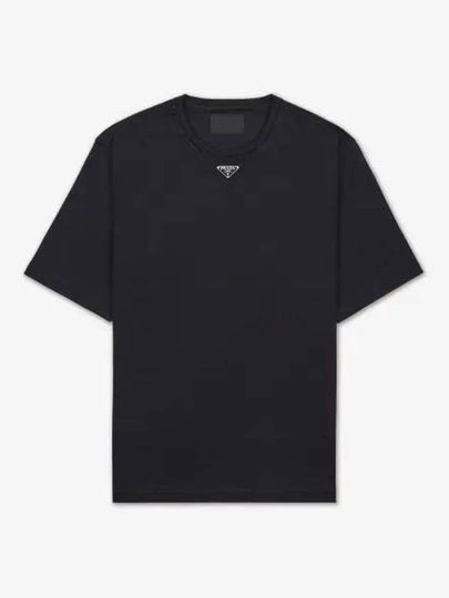 Metal Triangle Logo Short Sleeve T-Shirt Black - PRADA - BALAAN 2