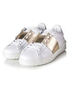 Men's Hidden Open Band Metallic Low Top Sneakers White Gold - VALENTINO - BALAAN 2