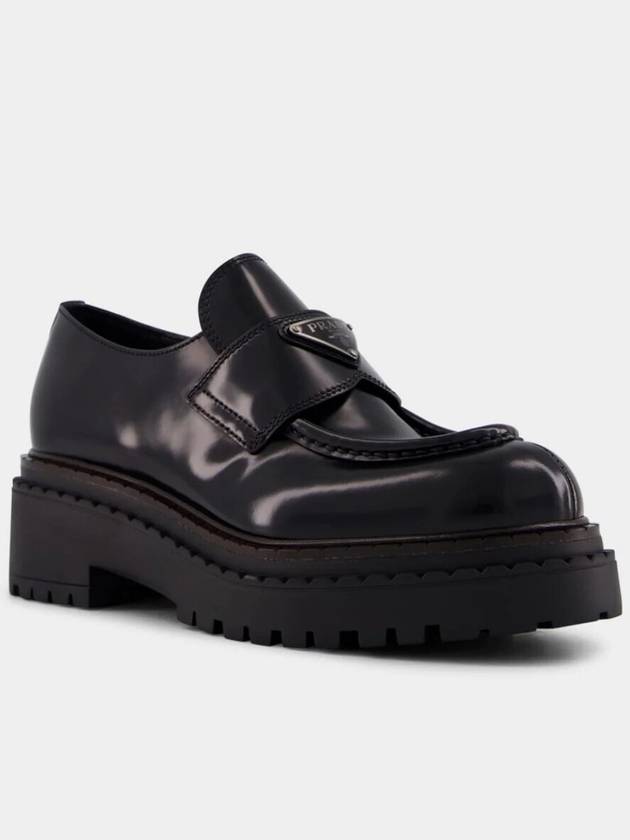 Triangle Logo Leather Loafers Black - PRADA - BALAAN 2