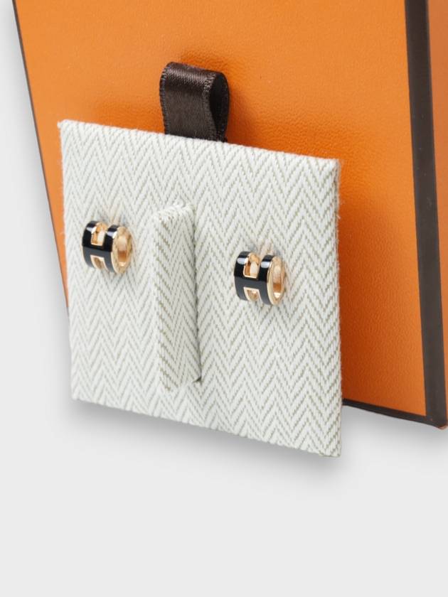 Mini Pop H Rose Gold Earrings Noir - HERMES - BALAAN 3