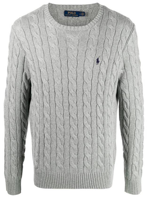 Embroidery Logo Cable Knit Top Grey - POLO RALPH LAUREN - BALAAN 1