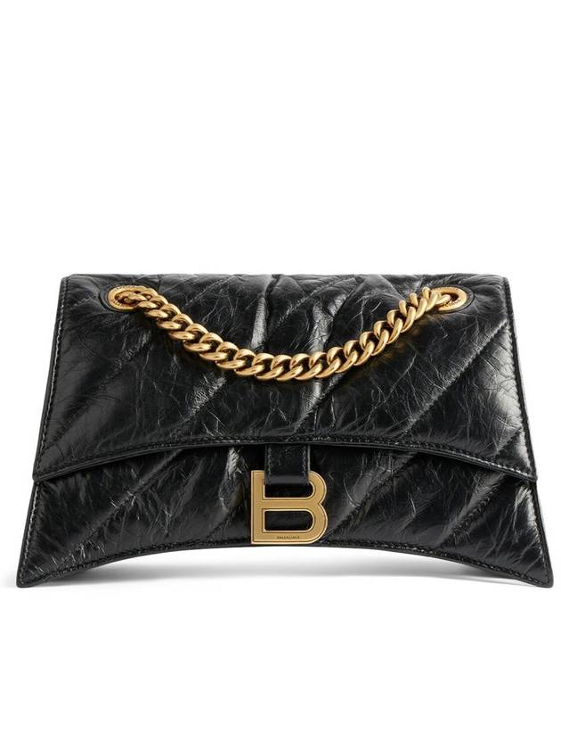 Women's Crush Logo Gold Chain Small Shoulder Bag Black - BALENCIAGA - BALAAN 2