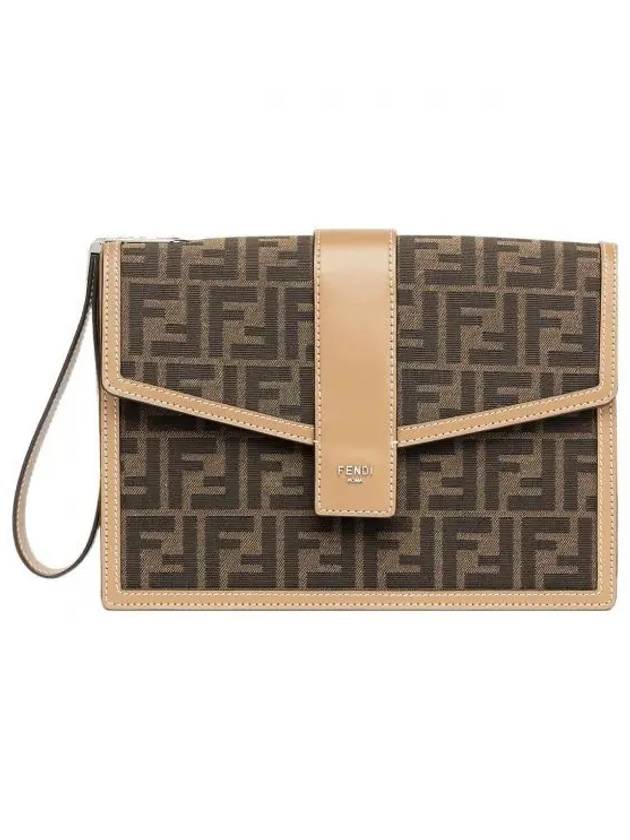 FF Logo Clutch Bag Brown - FENDI - BALAAN 2