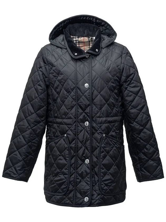 Diamond Quilted Long Nylon Jacket Black - BURBERRY - BALAAN 2