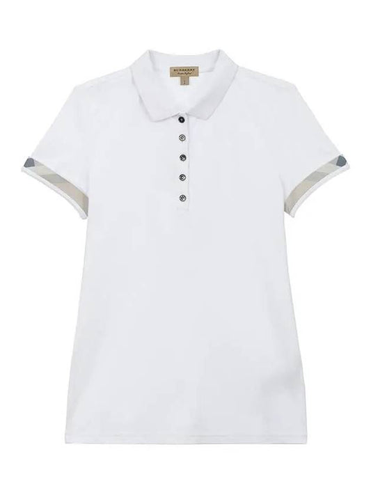 Women's Check Pattern Polo Shirt White - BURBERRY - BALAAN 2